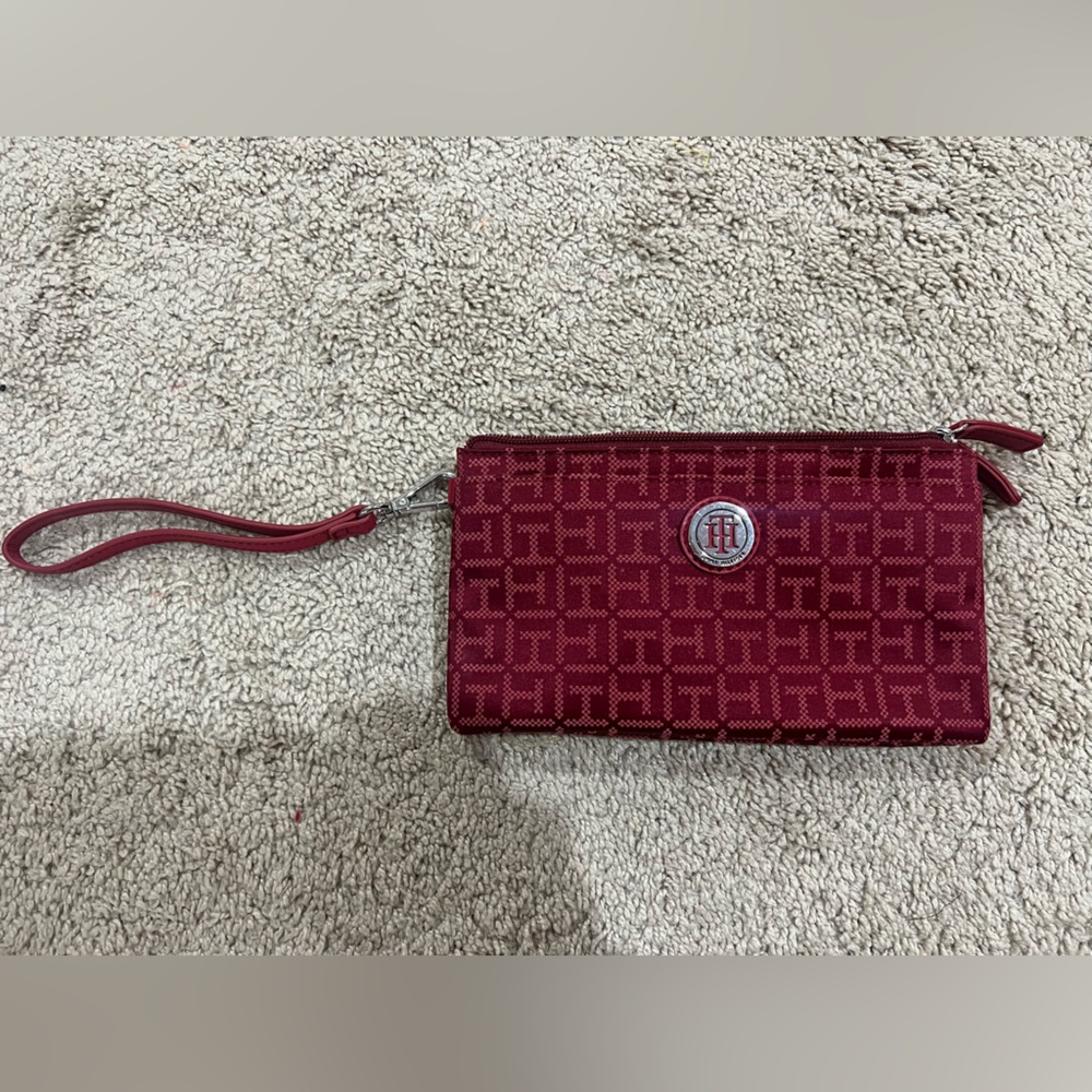 Tommy Hilfiger Burgundy Patterned Wristlet